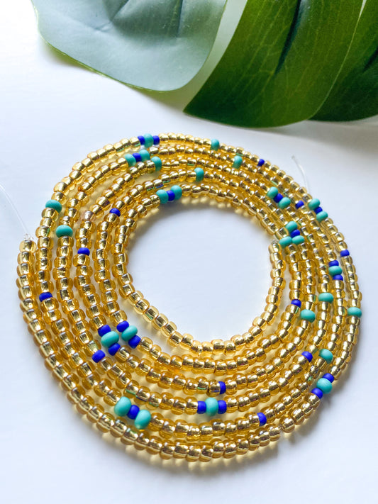 Gold, turquoise and blue simple strand