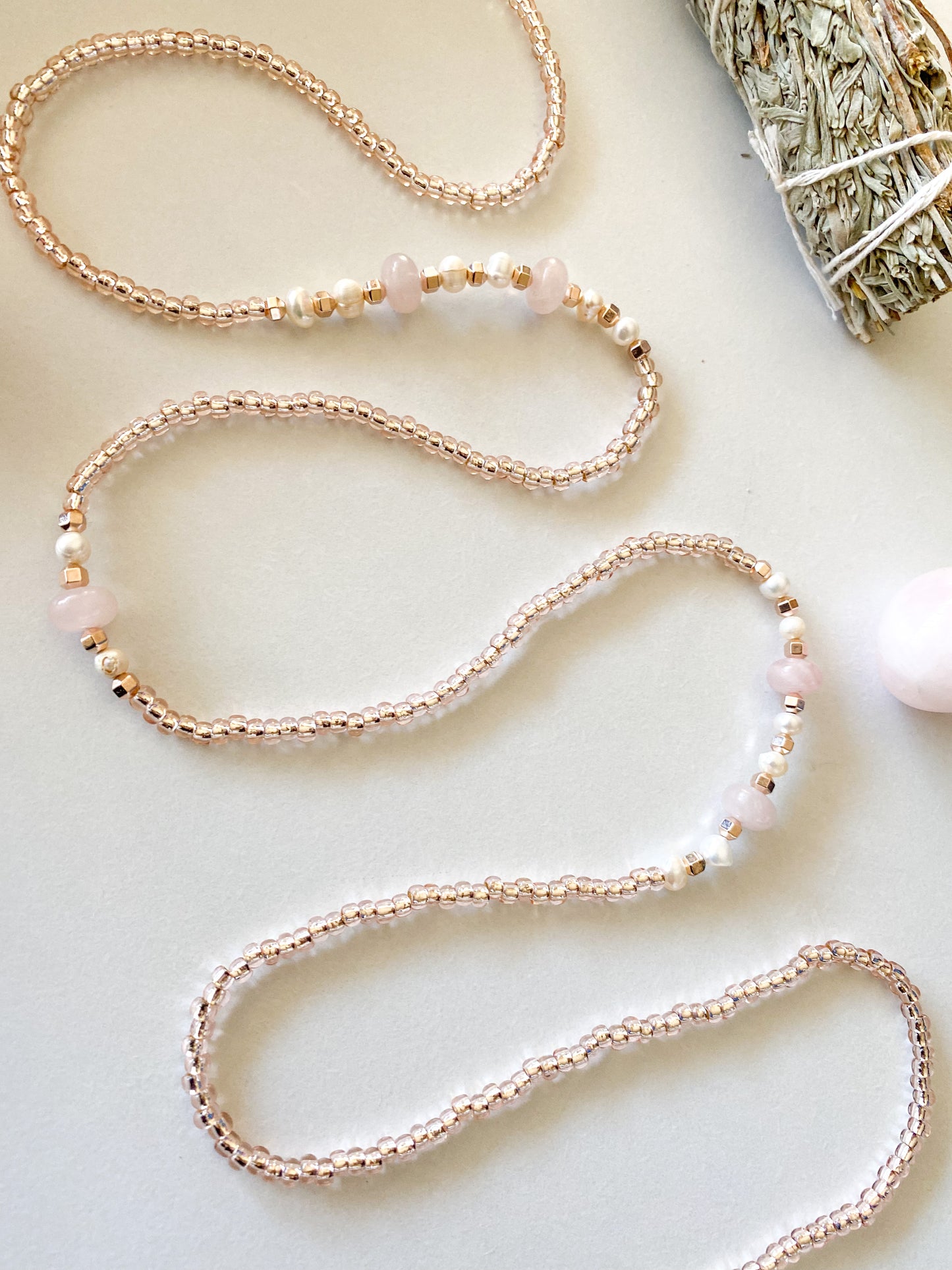 Pearlized Rose Quartz Waist Beads